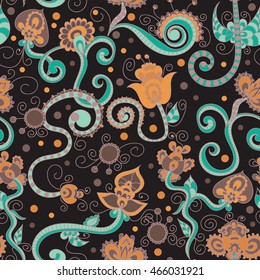 Vintage floral seamless for your business. Seamless vector paisley pattern. Traditional ethnic elements. Asian motifs for fashion, interior, cover, textile, wrapping, scrapbook, background. Boho style