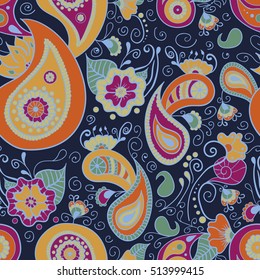 Vintage floral seamless for your business. Seamless vector paisley pattern. Traditional ethnic elements. Asian motifs for fashion, interior, cover, textile, wrapping, scrapbook, background. Boho style
