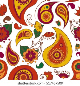 Vintage floral seamless for your business. Seamless vector paisley pattern. Traditional ethnic elements. Asian motifs for fashion, interior, cover, textile, wrapping, scrapbook, background. Boho style