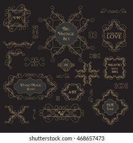 Vintage Floral Set Monogram Elements, Invitation Designs, Frame Template, Menu Layout, Retro Wedding Labels, Gift Certificate, Graphic Elements for Catalogs, Cafes Brochure, Boutique Emblem