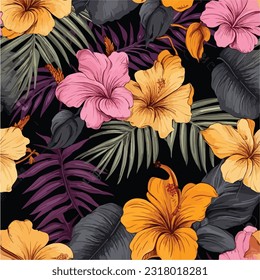 vintage floral sketch seamless pattern watercolor