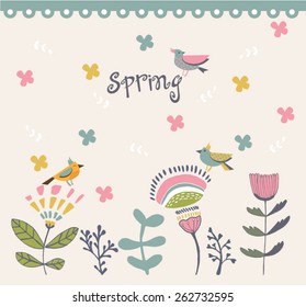 vintage floral spring illustration