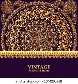 Vintage Floral style Brochure and Flyer Design Template. Creative art elements and ornament, page layouts,  Gold, Black backgrounds  colors and artistic solutions for design and decoration