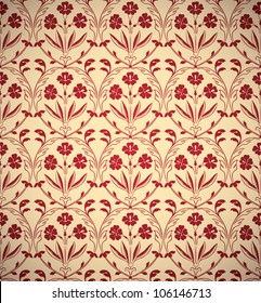 Vintage floral style seamless background, beautiful vector wallpaper or web background pattern.