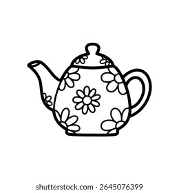 Ilustração de bule floral vintage perfeito para cozinha acolhedora e temas de chá - Ilustração de vetor