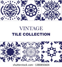 Vintage Floral Tile Dark Blue Collection 