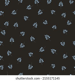 Vintage floral vector background with branches and leaves. Cottagecore botanical seamless pattern. Simple retro print for fabric, home textile and goods