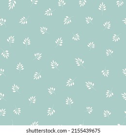 Vintage floral vector background with branches and leaves. Cottagecore botanical seamless pattern. Simple retro print for fabric, home textile and goods