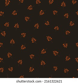 Vintage floral vector background with branches and leaves. Cottagecore botanical seamless pattern. Simple retro print for fabric, home textile and goods