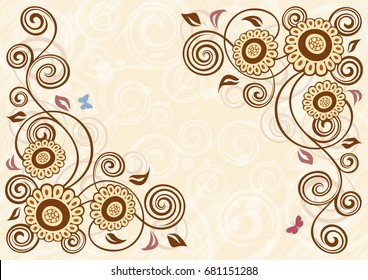 Vintage floral vector background illustration.