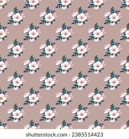 Vintage floral vector background. Floral seamless pattern with white flowers and leaves. Creative texture for fabric, textile, design and fashion prints.