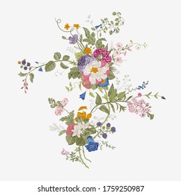 Vintage floral vector element. Victorian. Flora. Colorful 