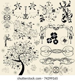 vintage floral vector elements