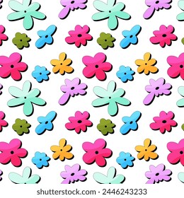 Vintage floral vector patterns reminiscent of the 90s era. Vibrant colors and intricate flower designs