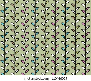 Vintage floral vector seamless texture with lianas