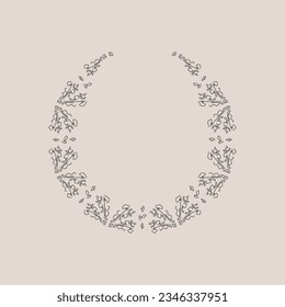 Vintage Floral Vector Wreath Line Art Illustration Victorian Frame Classic Style
