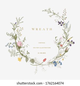 Vintage floral vector wreath. Victorian. Flora. Colorful 