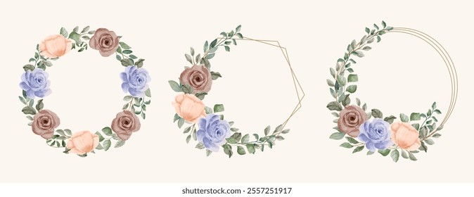 vintage floral watercolor wreath collection