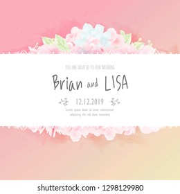 Vintage Floral Wedding Card in watercolor style.