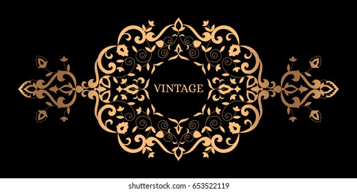 Vintage floral wedding frame vector. Royal ornament with flowers motif. Luxury background for greeting card, save the date, turkish delight label, bridal shower invitation or spa beauty or yoga salon.