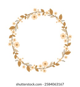 Vintage Floral Wreath Clipart Minimalist Brown Botanical Frame