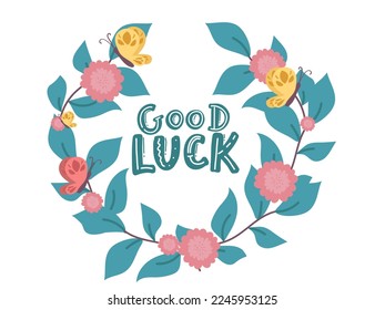 Vintage Floral Wreath with flower good luck