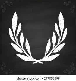 Vintage floral wreath on chalkboard. Vector hand painted illustration.