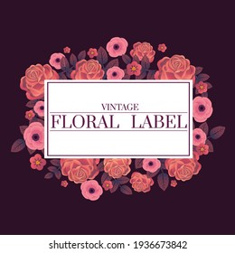vintage florals labels banner vector flowers blooming