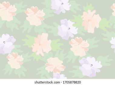 Vintage florar print. Seamless vector pattern with blooming flowers. Halftone pink, violet, green flowers. Rustic wallpapers. Beautiful provence design. Retro fabric pattern.