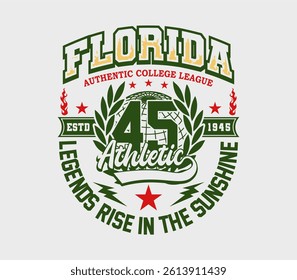 Vintage Florida Varsity College Typography Print for Athletic Apparel Design