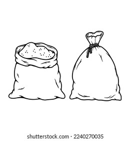 Bolsa de harina de época. Elemento de diseño para logotipo, etiqueta, signo. Ilustración del vector