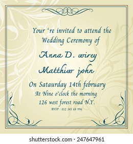 vintage flourish background invitation card,Vector illustration