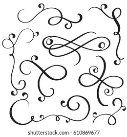 vintage flourish decorative art calligraphy whorls for design. Vector illustration EPS10