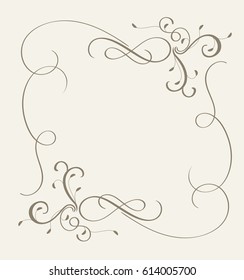 vintage flourish decorative frame with art calligraphy whorls for design. Vector illustration EPS10