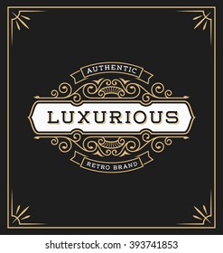 Vintage flourish logo label template for Hotel, Restaurant and Boutique Identity. Vector illustration