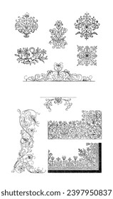 Vintage flourish ornament art illustration	
