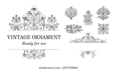 Vintage flourish ornament art illustration	
