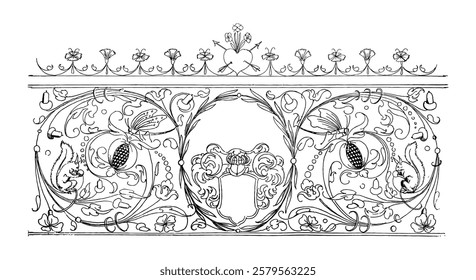 Vintage flourish ornament illustration art