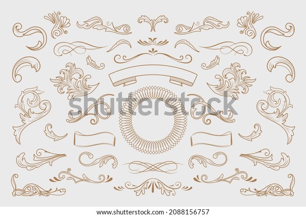 vintage flourish ornaments frame swirls and\
scrolls decorations retro design vector frames and invitations,\
greeting cards, certificates\
borders