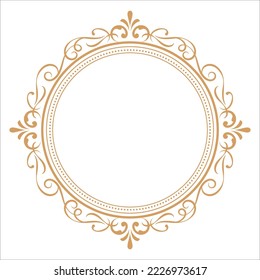 Vintage flourish Round frame Circle label vector