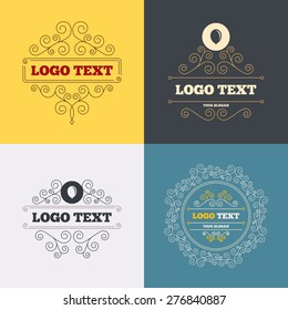Vintage flourishes calligraphic. Balloon sign icon. Birthday air balloon symbol. Luxury ornament lines. Vector