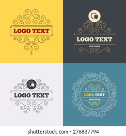 Vintage flourishes calligraphic. Chat sign icon. Speech bubble symbol. Communication chat bubble. Luxury ornament lines. Vector