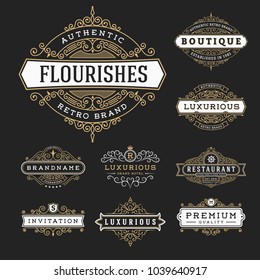 Vintage Flourishes Frame Banner Label Collection. Vector illustration