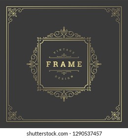 Vintage flourishes ornament frame template vector illustration. Victorian borders for greeting cards, wedding invitations, advertising or other design and place for text.