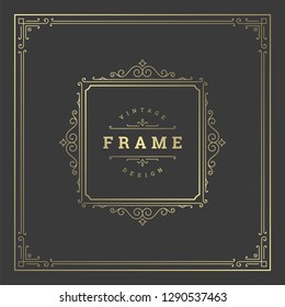 Vintage flourishes ornament frame template vector illustration. Victorian borders for greeting cards, wedding invitations, advertising or other design and place for text.