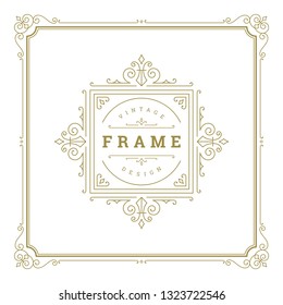 Vintage flourishes ornament frame template vector illustration. Victorian borders for greeting cards, wedding invitations, advertising or other design and place for text.