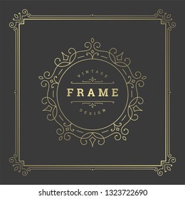 Vintage flourishes ornament frame template vector illustration. Victorian borders for greeting cards, wedding invitations, advertising or other design and place for text.