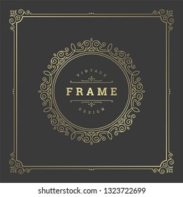 Vintage flourishes ornament frame template vector illustration. Victorian borders for greeting cards, wedding invitations, advertising or other design and place for text.