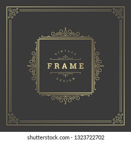 Vintage flourishes ornament frame template vector illustration. Victorian borders for greeting cards, wedding invitations, advertising or other design and place for text.