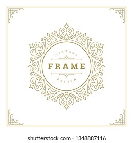 Vintage flourishes ornament frame template vector illustration. Victorian borders for greeting cards, wedding invitations, advertising or other design and place for text.